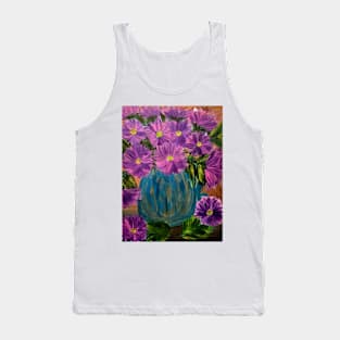 A lovely boutique of abstract metallic flowers in a blue vase . Tank Top